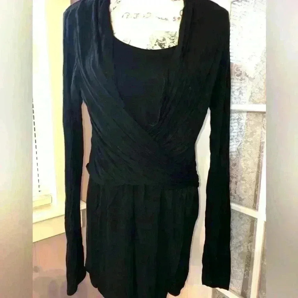 White House Black Market wrap style black tunic